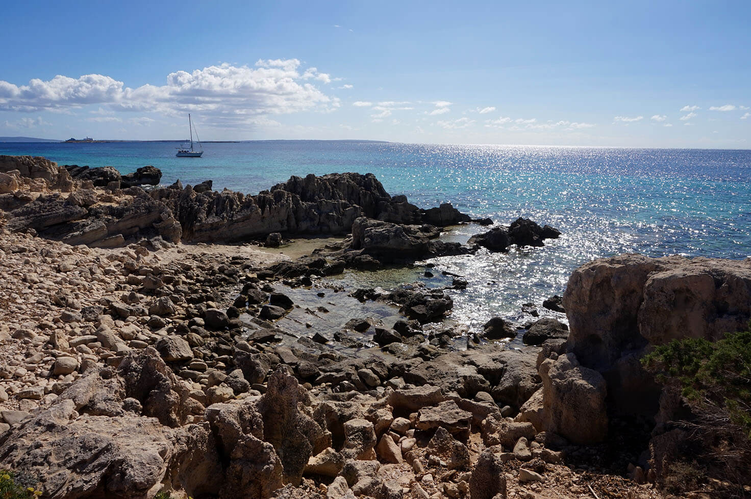 Rocky beach in Ibiza
